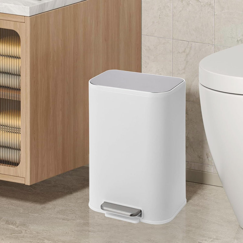 Poubelle de cuisine de 3,1 gallons, poubelle en acier inoxydable de 12 l avec seau intérieur amovible, poubelle à pédale, pédale pour une ouverture mains libres dans la salle de bain ou le salon