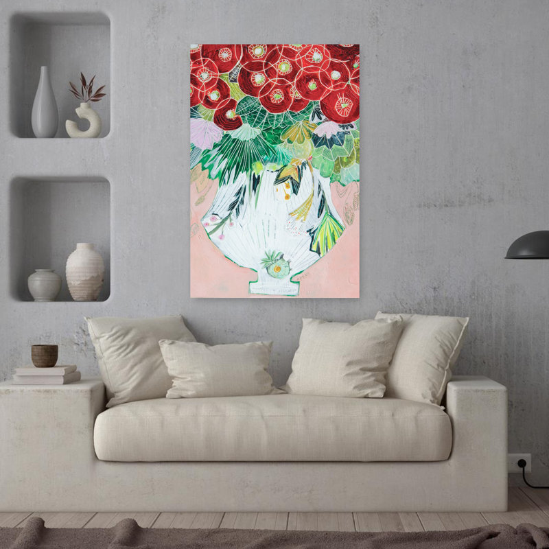 Art contemporain contemporain, coquelicot moderne, H 36 po x l 24 po