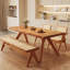 Cherry Wood Colour Free form Solid Wood Dining Table-17063759