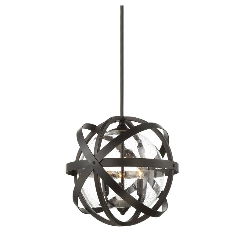 Luminaire suspendu d'extérieur bronze anglais à 3 lumières H 16,57 po Grannias