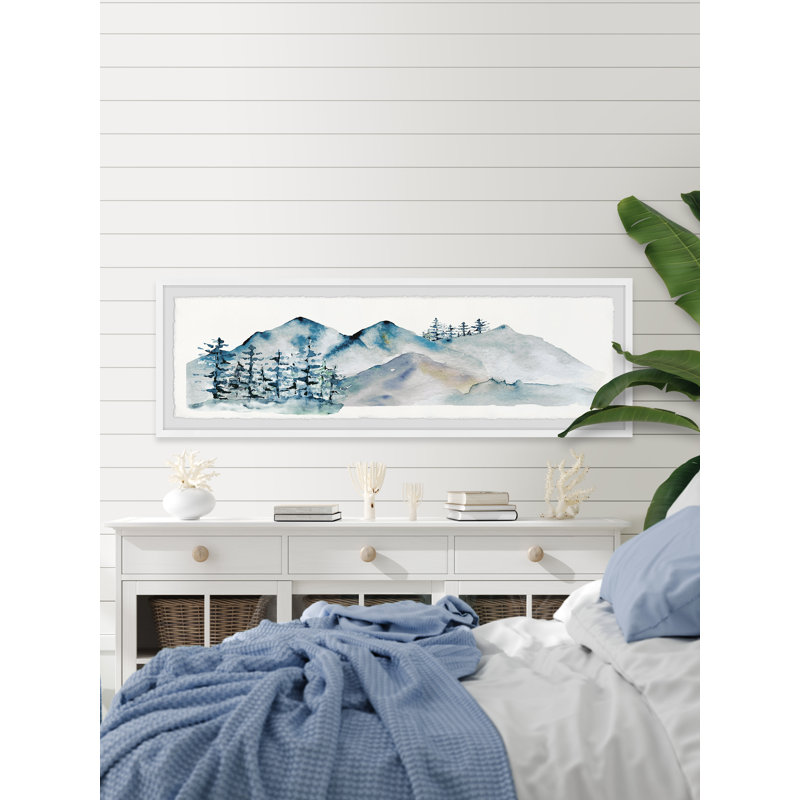 Snowy Mountain Pass - Single Picture Frame Panoramic Painting, 25.4cm H x 76.2cm W
