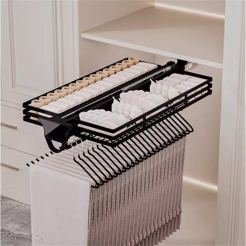 Porte-pantalons rétractable en aluminium, H 4,33 po x l 11,81 po x P 21,85 po