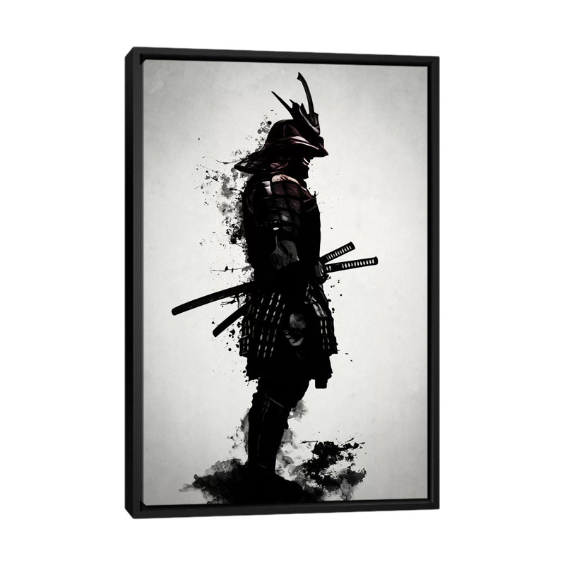 «Armoured Samurai», impression sur toile, H 26 po x l 18 po x P 1,5 po, Toile encadrée noire, Pas de tapis