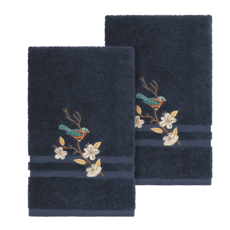 Spring Time Turkish Cotton Hand Towel, Midnight Blue