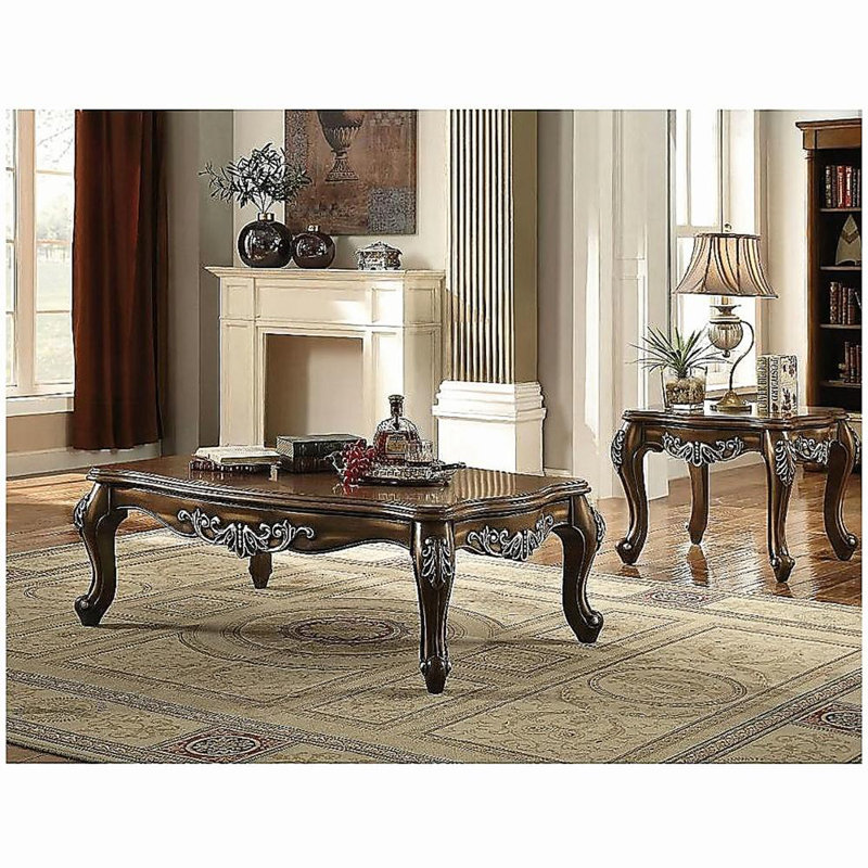 Table basse en chêne champêtre avec pieds Anne Queen