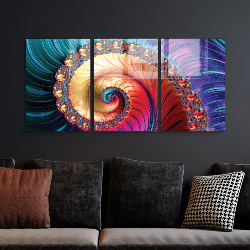 3 Piece No Frame Print on Glass, 50cm H x 70cm W x 0.4cm D