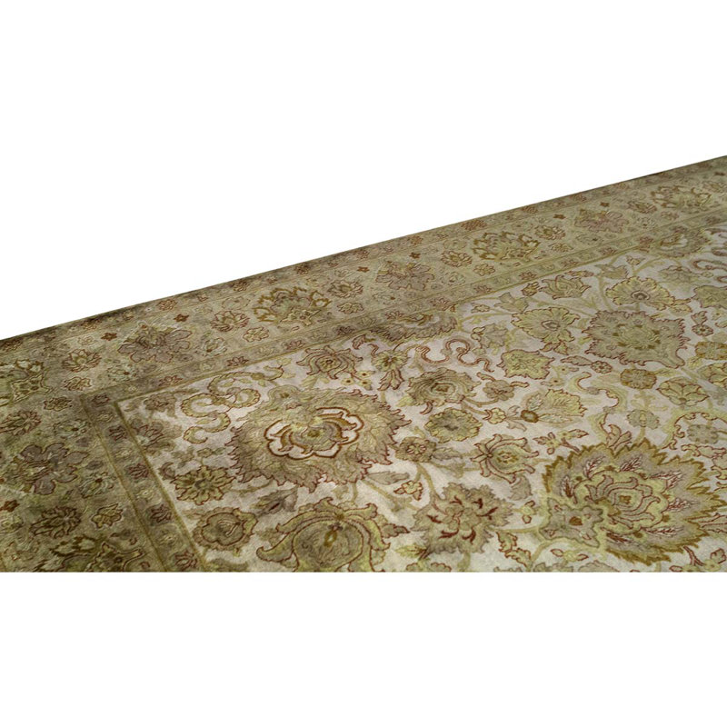 Tapis ivoire / brun noué à la main de conception unique 9 pi x 12 pi 2 po