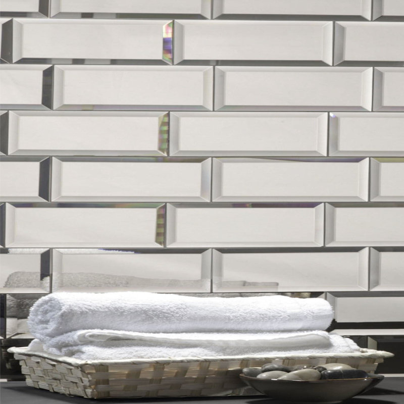 Carrelage mural de cuisine et de salle de bain décoratif en verre biseauté 3 po x 12 po Reflections