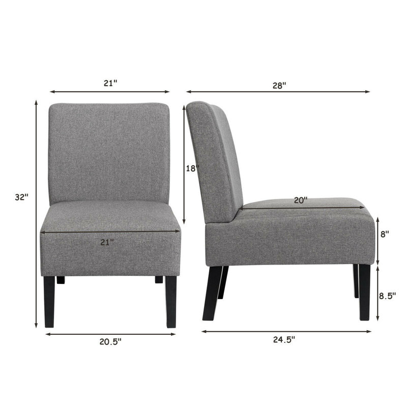 Upholstered Linen Slipper Chair, Grey