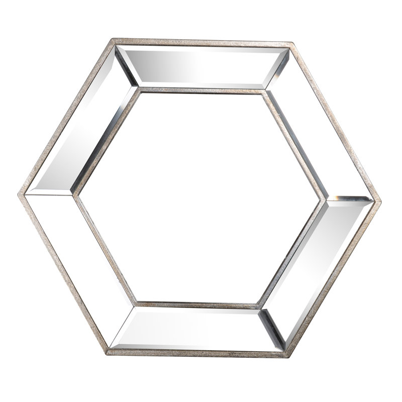 Manufactured Wood Frame Vertical Hexagon Mirror