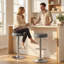 Swivel Upholstered Adjustable Height Counter Stool with Metal Frame-1370564129