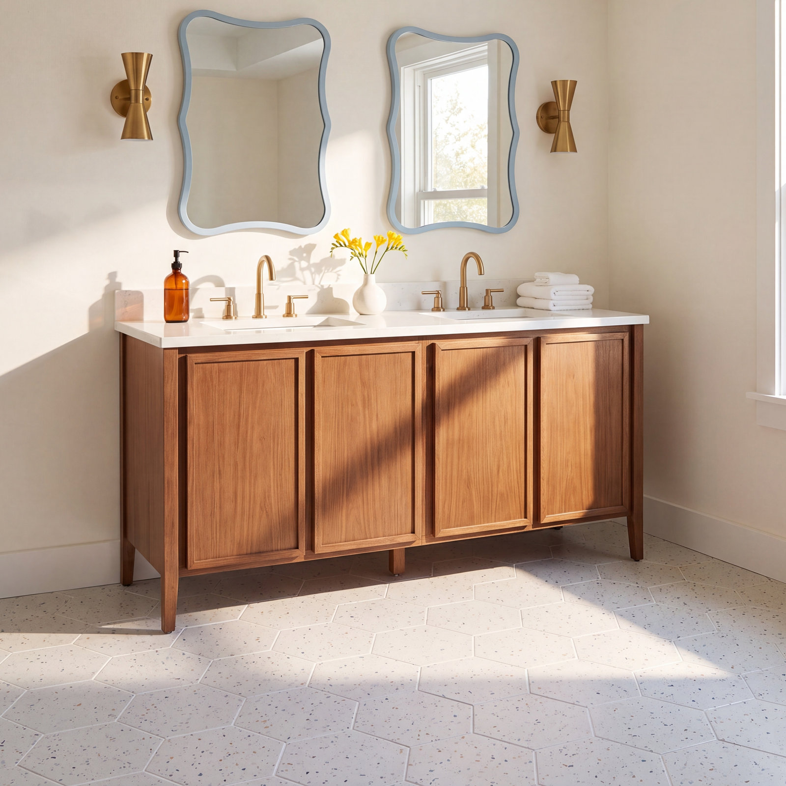 Firenze 13" x 15" Porcelain Tile, White Confetti