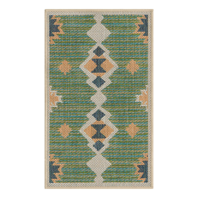 Tapis d'intérieur / extérieur vert Lauryn, Rectangle 2 pi x 2 pi 11 po