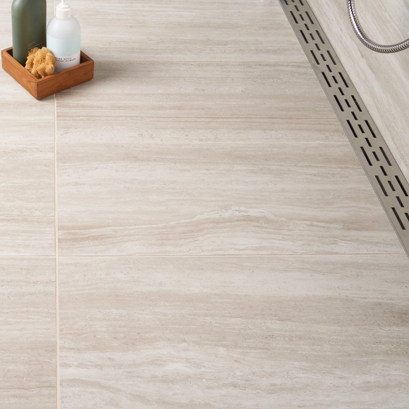 Roswell 11.72'' W x 23.69'' L Porcelain Travertine Look Floor and Wall Tile (15.50 Sq. Ft. / Case), Brown