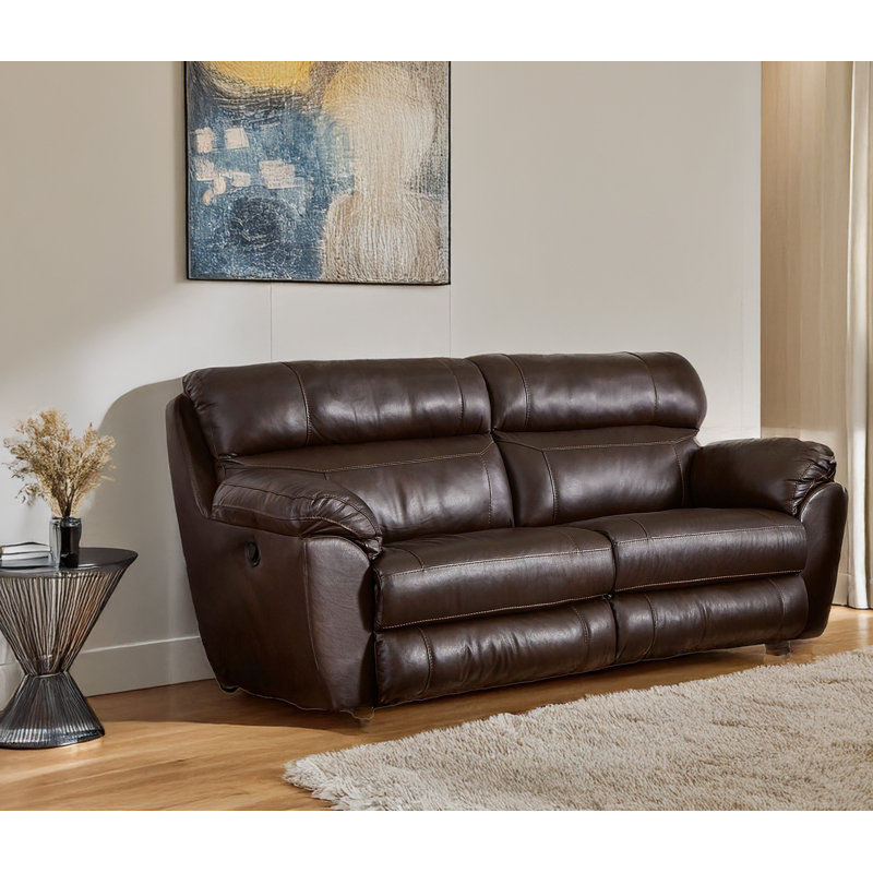  Canapé inclinable avec accoudoirs coussinés en cuir véritable l 90,5 po Cassidle