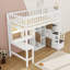 Lit mezzanine simple en bois avec bureau intégré, éclairage DEL et grand rangement-1547383074