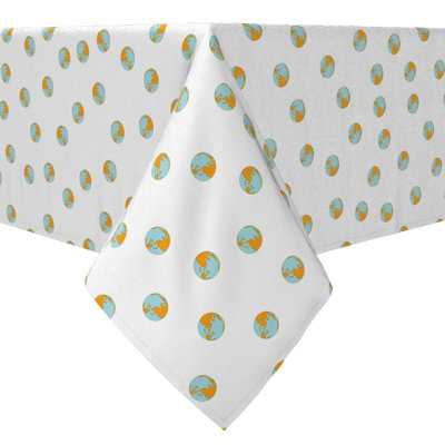 Rectangular Polka Dots Cotton Twill Tablecloth