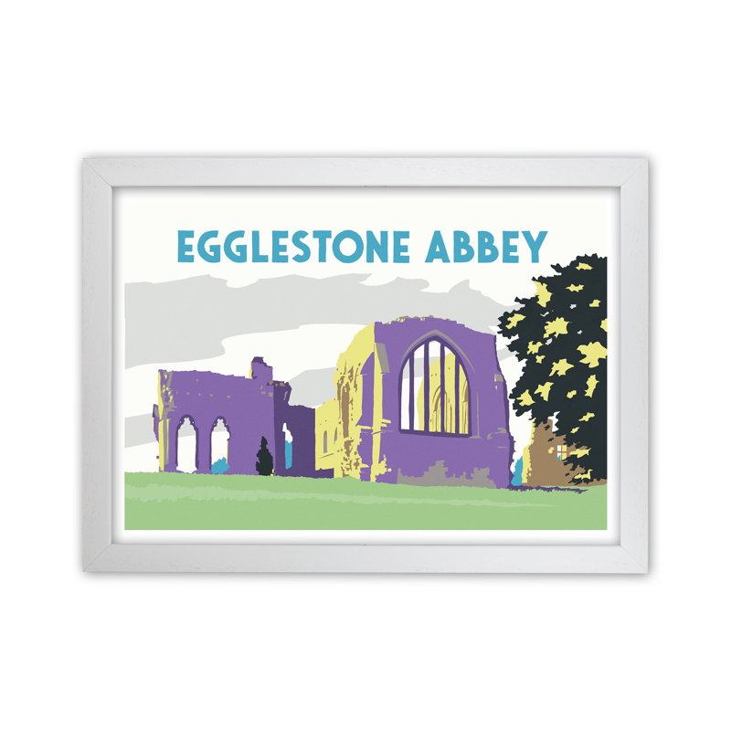 Egglestone Abbey by Richard O'Neill - Print, White Framed, 46cm H x 63cm W x 3cm D