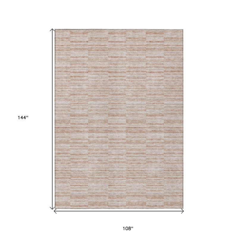 Tapis extérieur lavable rayé 9 pi x 12 pi cuivre et beige saumon