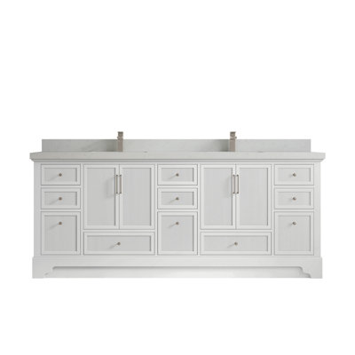 Alys 84 in. W x 22 in. D Alys Double Sink Bathroom Vanity with 2 in. Quartz (Pulls Option)
