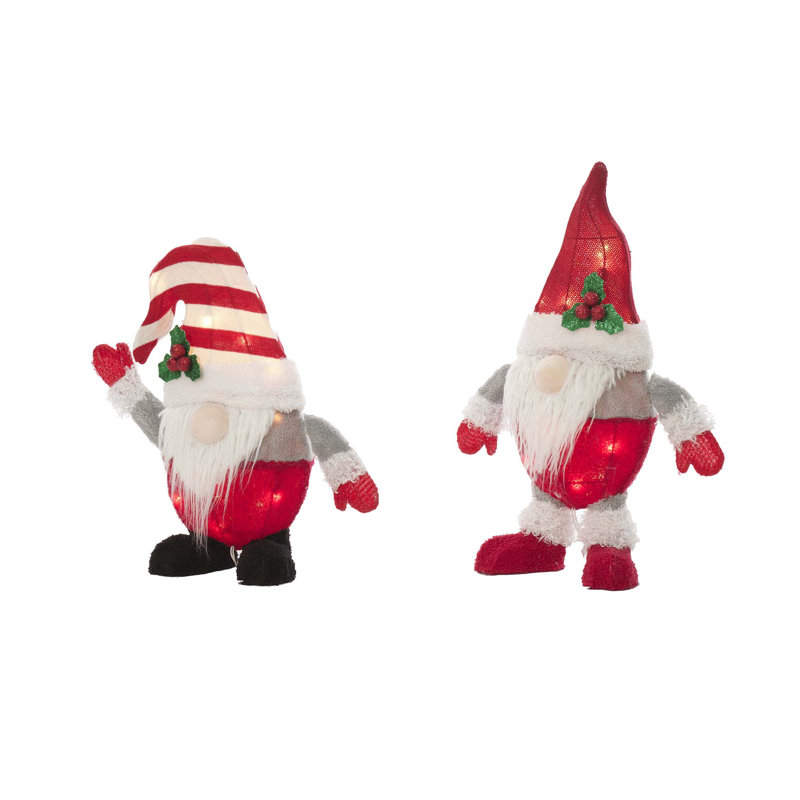 Présentoir lumineux de gnomes en peluche
