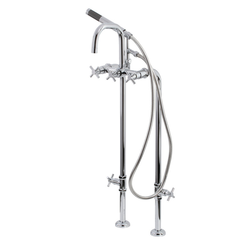 Kingston Brass Concord Freestanding Tub Faucet with Supply Line and Stop Valve, Oil Rubbed Bronze, Cross Cylinder