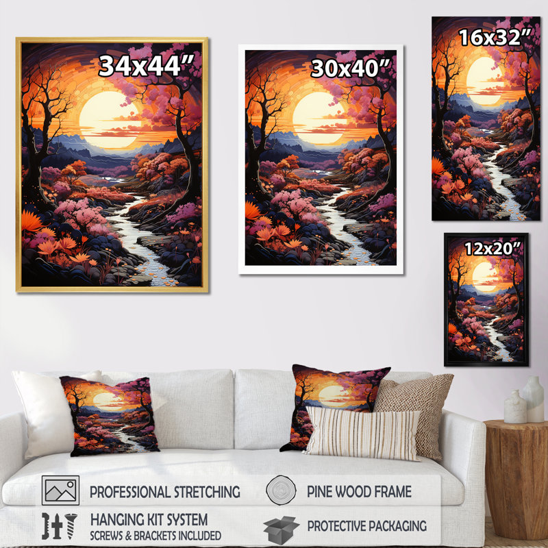 Volcano Volcanic Glow III sur impression sur toile, Cadre flottant noir, H 40 po x l 30 po x P 1,5 po