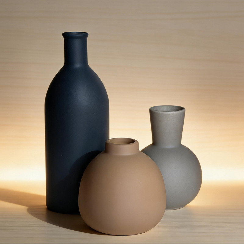 Ensemble de 3 vases en céramique, vases décoratifs de style maison de campagne rustique, vases en pot pour bouquet de fleurs de pampas séchées, salon, cuisine, chambre à coucher, salle de bain, vestibule, décoration