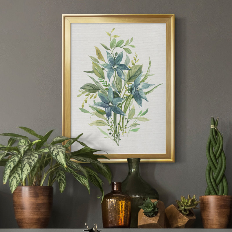 «Greenery I» - Peinture sur toile encadrée, H 18,5 po x l 24,5 po x P 1,5 po, Or