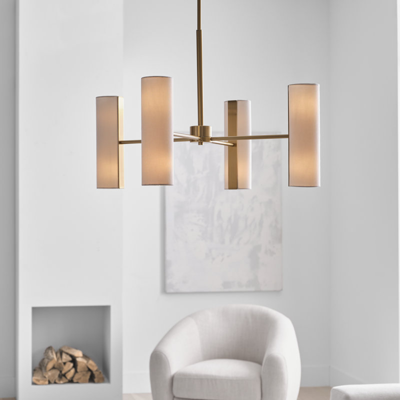 Lustre 8 lumières Capalino, Laiton satiné, H 19,625 po x l 30 po x P 30 po