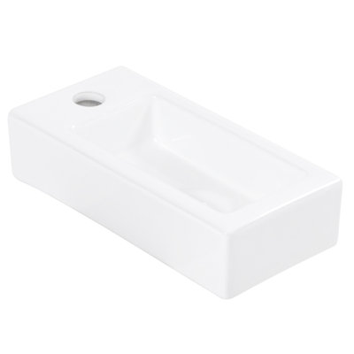 OUMUCH 7'' White Ceramic Rectangular Bathroom Sink