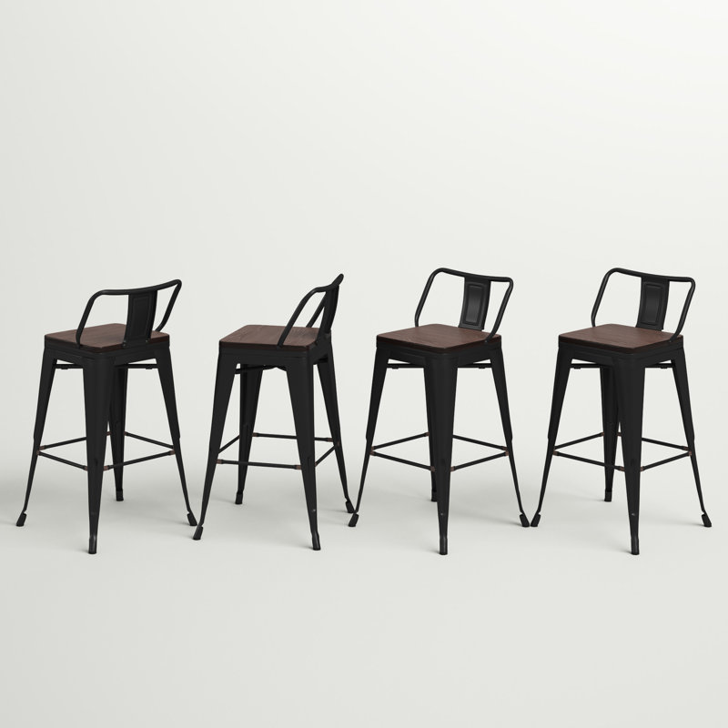 Divya Swivel Counter Stool with Metal Frame, Brown/Black, Counter Stool (24” Seat Height)