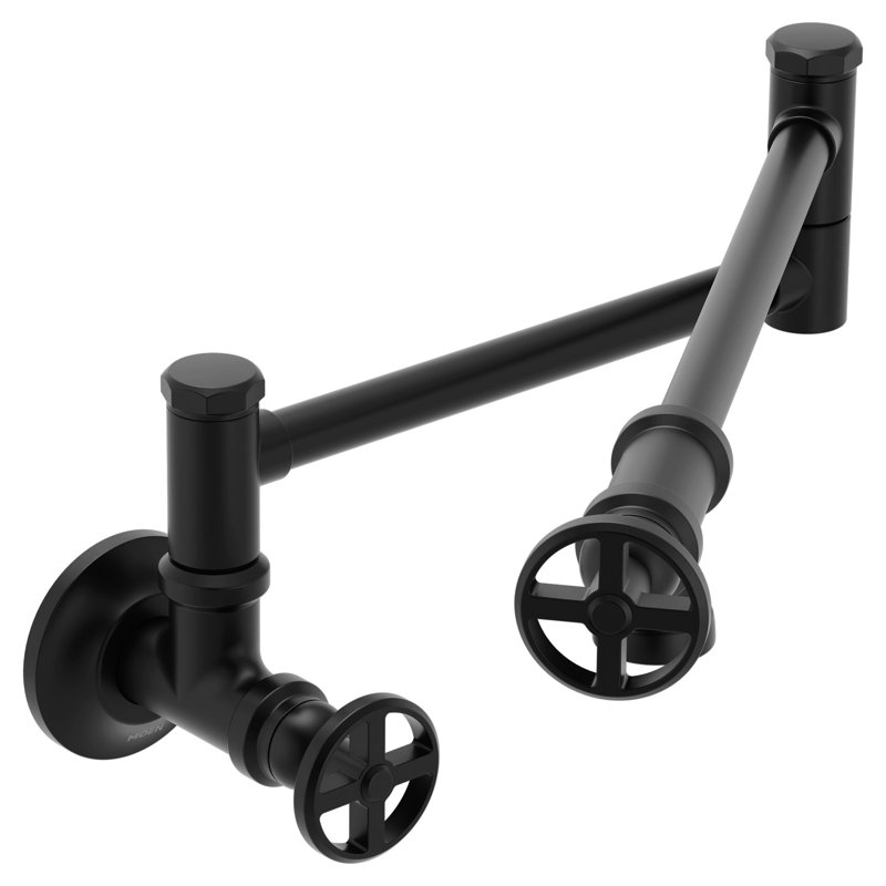 Matte black two-handle kitchen faucet, Matte Black, Round