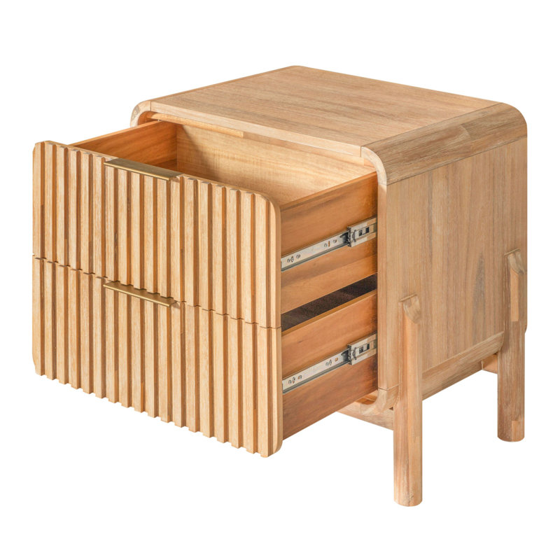 Lit et tables de chevet en chêne naturel moderne Luthien, Très grand