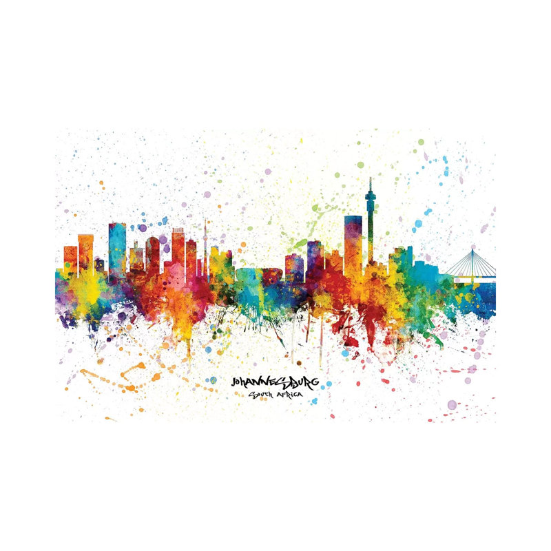 Johannesburg South Africa Skyline Splash by Michael Tompsett - Wrapped Canvas Print, 20.32 cm H x 30.48 cm W