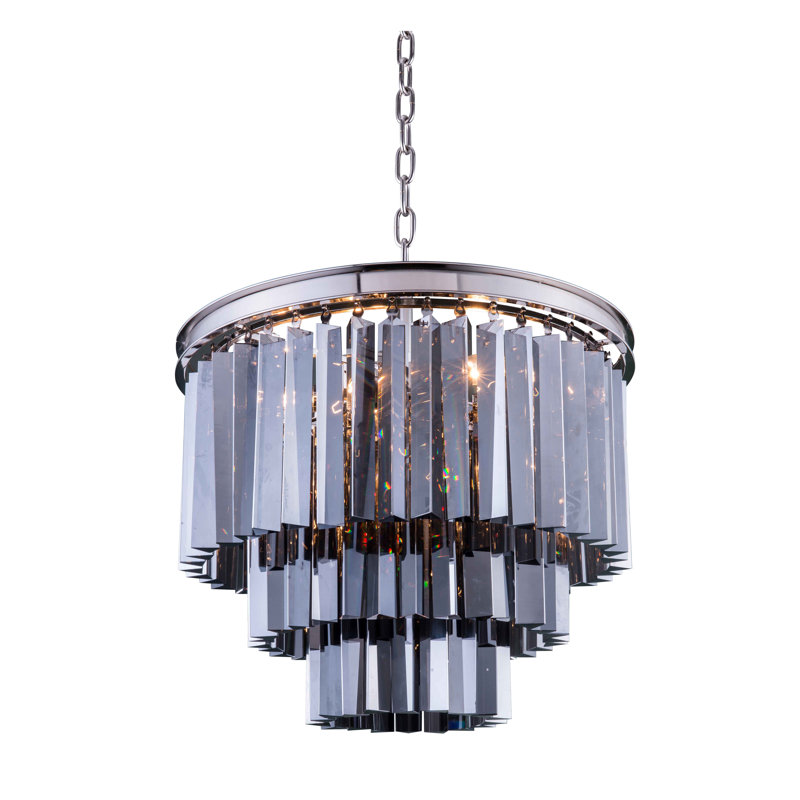Yazmin 6 - Light Crystal Pendant, Polished Nickel, Silver Shade (Grey)