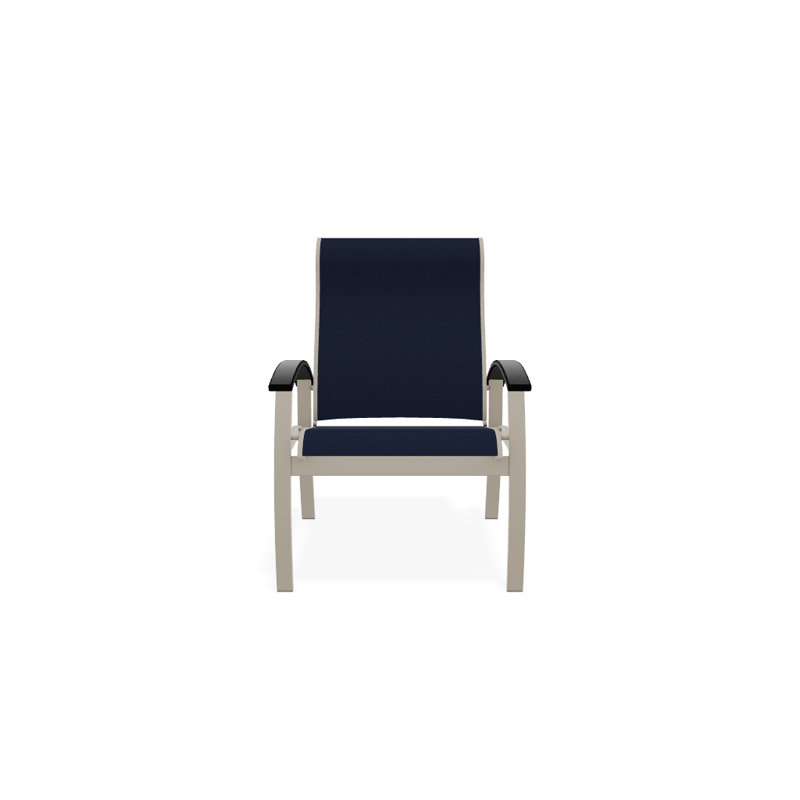 Chaise de patio Askar, Bleu marine 13D Sunbrella®, Noir, Désert texturé