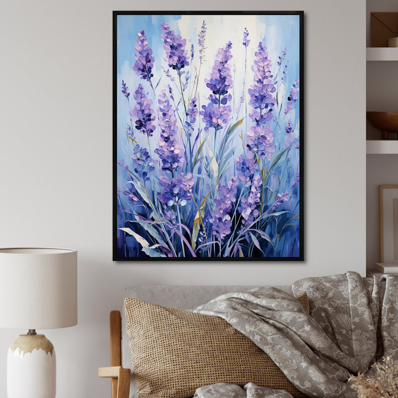 Lavande, sérénité, art floral, H 40 po x l 30 po x P 1,5 po, Cadre flottant noir