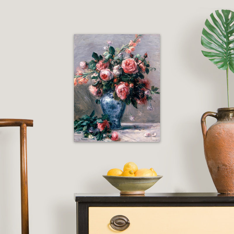 Reproduction d’art sur toile, "vase de roses" par Pierre-Auguste Renoir, Toile tendue, H 20 po x l 16 po x P 1,25 po