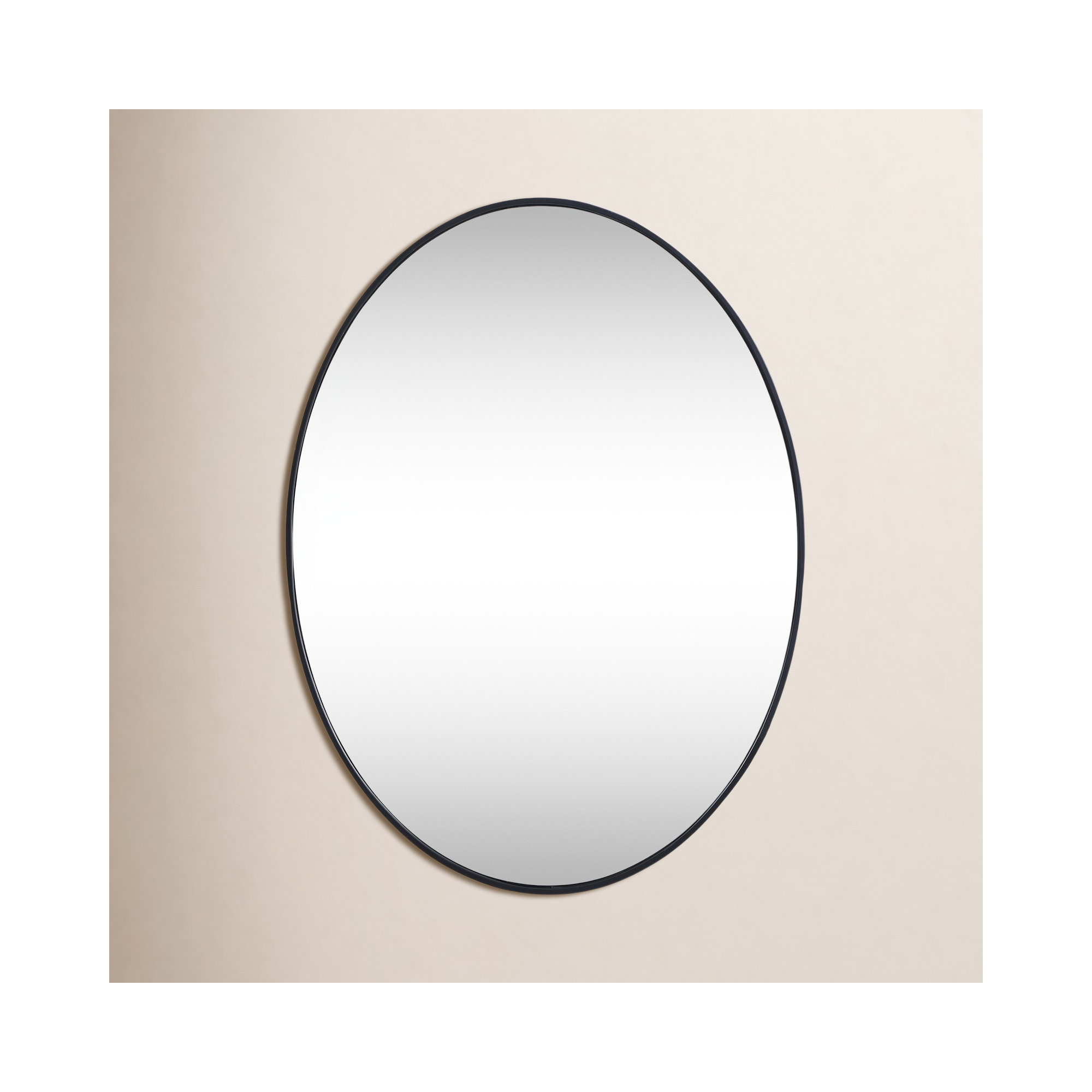 Sabine Metal Oval Wall Mirror, Black, 30" H x 40" W