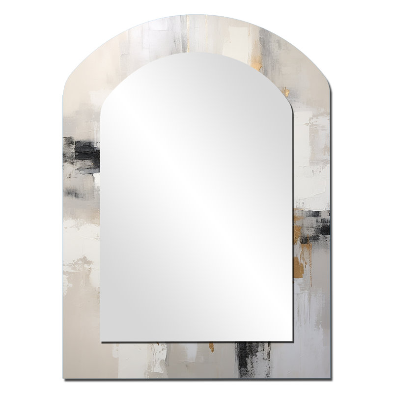 Essentiel, bonheur, minimalisme, peinture dorée abstraite - miroir mural moderne, 34 po x 25 po