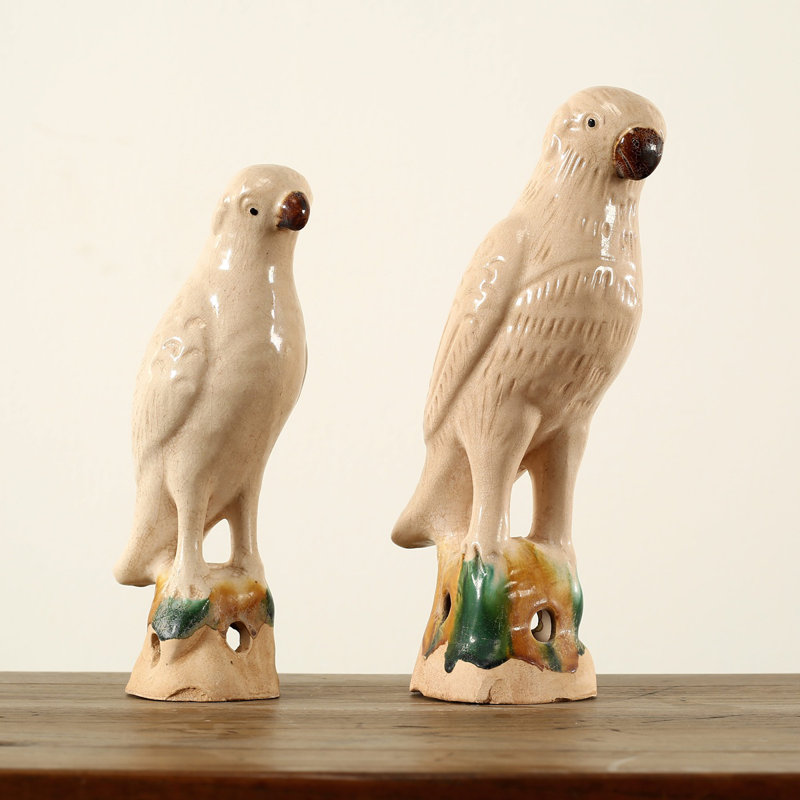 Approx. 10 Inches High Creamy White Glazed Parrot Medium, 12" H x 6" W x 4" D