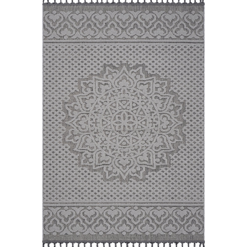 Tapis gris et blanc 5X7, Rectangle 5 pi 4 po x 7 pi 5 po
