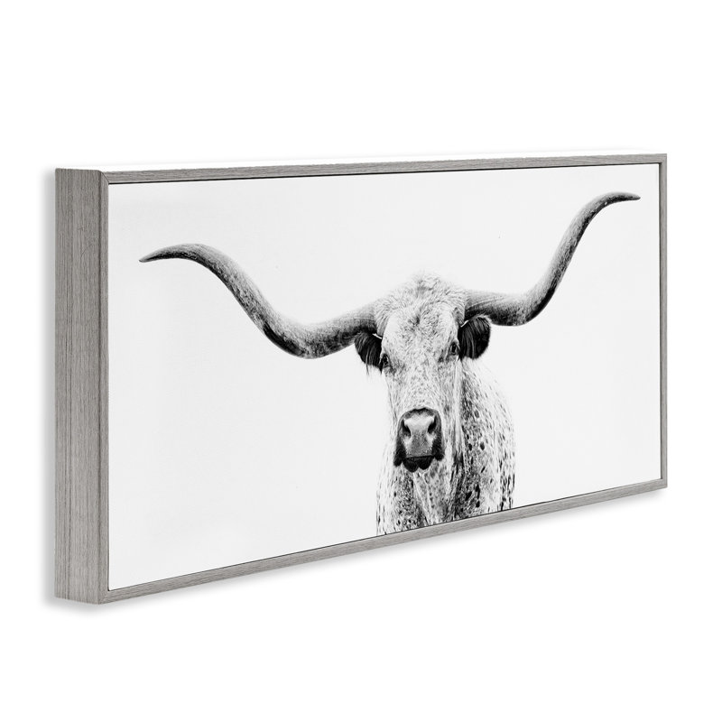Impression sur toile, "Longhorn" par PHBurchett, H 10 po x l 24 po x P 1,5 po, Estampe numérique Farmhouse