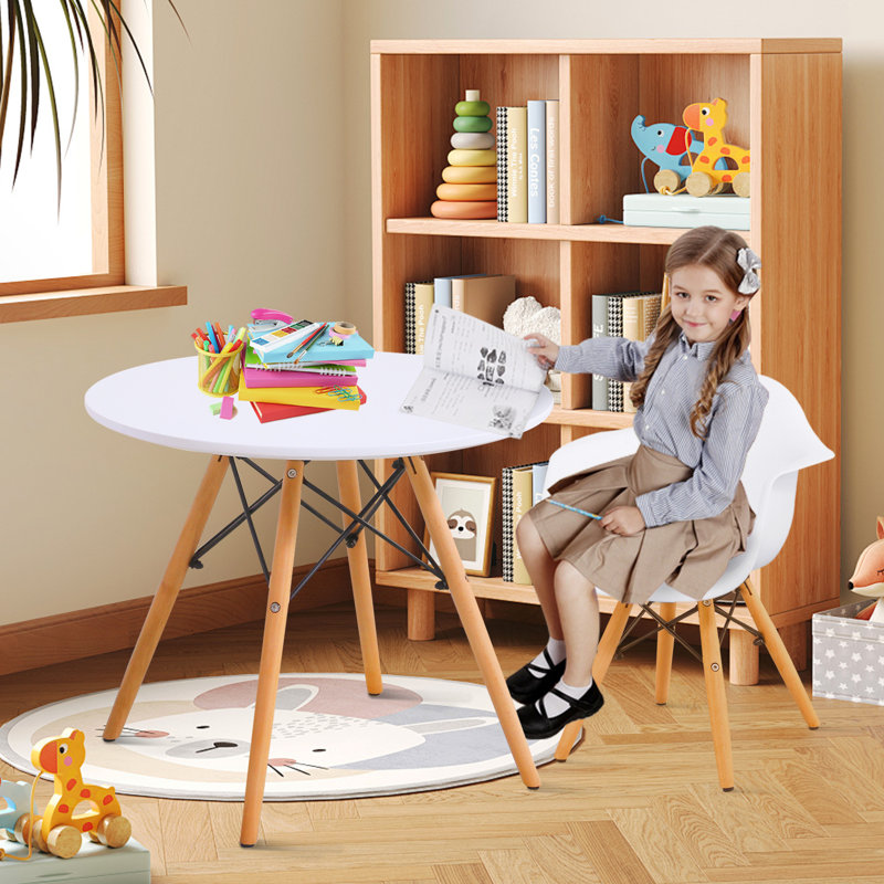 Kids Table And Chair Set, Table And Chairs For Kids Aged 3-12 Year, Toddler Table And Chairs With Ergonomic Back Support, Table & 4 Chairs-white