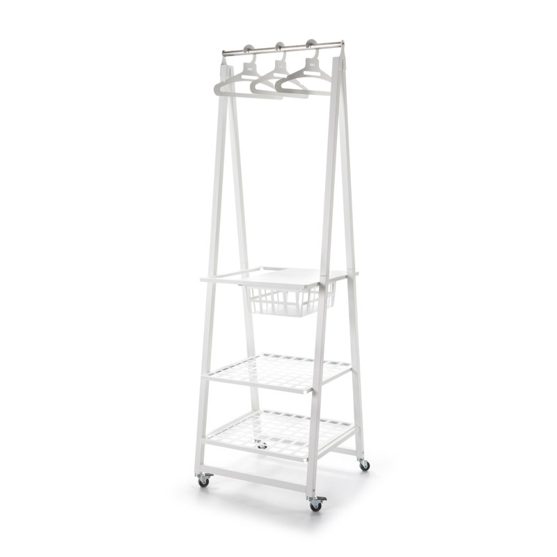 Portemanteaux roulant en métal, blanc, urbain