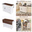 Chariot d'îlot de cuisine blanc avec abattant pliable et plateau en bois - Bar à déjeuner mobile sur roulettes avec tiroirs de rangement, armoire, support à épices et barre à serviettes