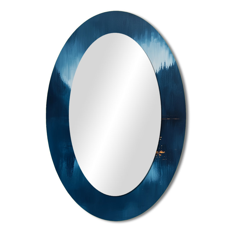 Miroir mural ovale bleu et bleu, 36 po x 24 po