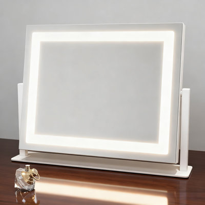 Lighted Vanity Mirror With Smart Touch Control, 3 Color Modes & Brightness Adjustable, LED Makeup Mirror With 10X Magnification, 360° Rotation, Sturdy Aluminum Frame