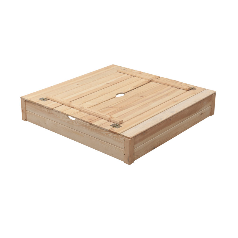 SwingKing 120cm x 25cm Solid Wood Rectangle Sandbox with Cover